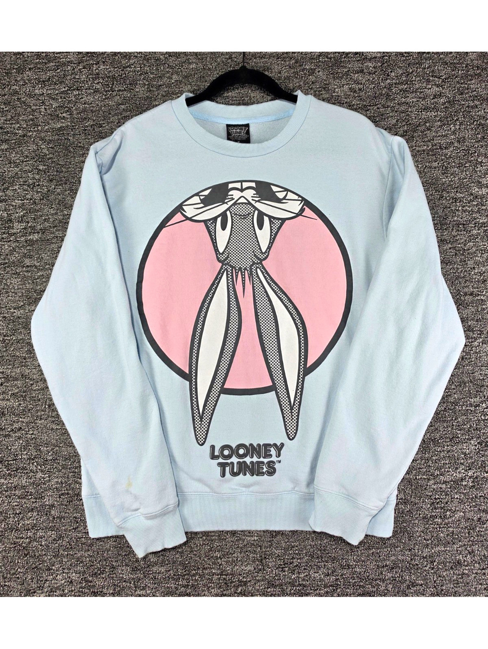 Looney Tunes Women's Crewneck Pullover Sweatshirt Bugs Bunny Graphic Blue M